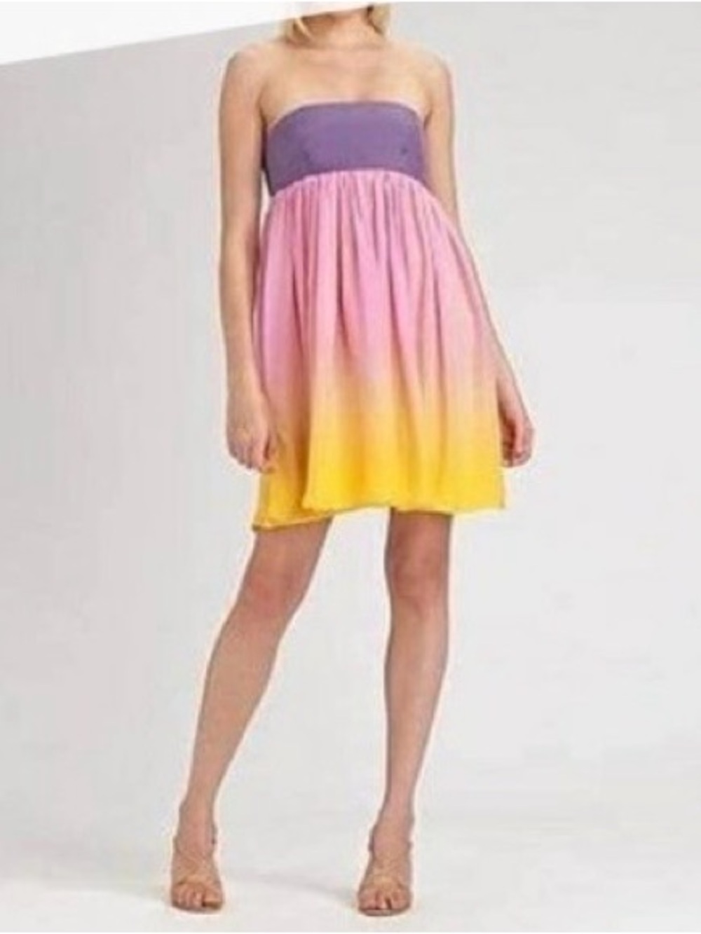 Alice & Olivia Ombré Strapless Dress Size L Silk
